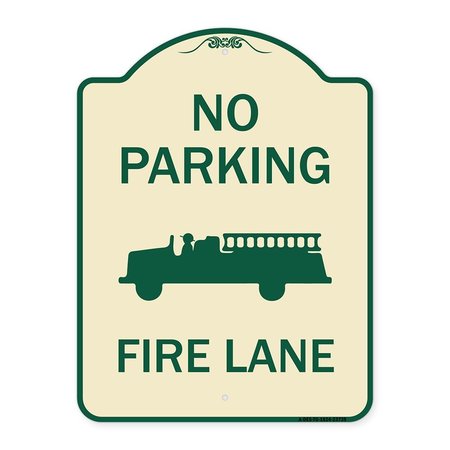 SIGNMISSION No Parking Fire Lane Fire TruckHeavy-Gauge Aluminum Architectural Sign, 24" x 18", TG-1824-23739 A-DES-TG-1824-23739